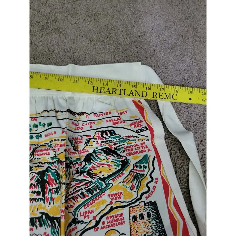 VINTAGE MID-CENTURY GRAND CANYON NATIONAL PARK MAP CACTUS CLOTH APRON